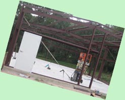 Steel frame with door installed